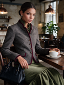 Women's French-style Stand-collar Slim-fit Tweed Jacket ZMZ1324J0XT