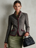 Women's French-style Stand-collar Slim-fit Tweed Jacket ZMZ1324J0XT