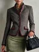 Women's French-style Stand-collar Slim-fit Tweed Jacket ZMZ1324J0XT