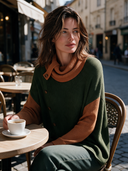 Women's Classic American Retro Rib Knit Cowl Neck Sweater With Asymmetric Button Detail ZMZ1386J8ZYY