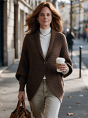 Women's Vintage-Style Elegant Shawl-Collar Single-Breasted Knit Cardigan ZMZ1372J0ZYY