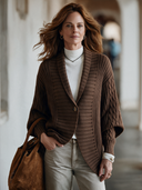 Women's Vintage-Style Elegant Shawl-Collar Single-Breasted Knit Cardigan ZMZ1372J0ZYY