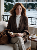 Women's Vintage-Style Elegant Shawl-Collar Single-Breasted Knit Cardigan ZMZ1372J0ZYY