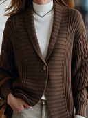Women's Vintage-Style Elegant Shawl-Collar Single-Breasted Knit Cardigan ZMZ1372J0ZYY