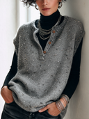 Women's Stylish And Warm Grey Sequin Knit Vest ZMZ1353J6SWL
