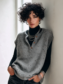 Women's Stylish And Warm Grey Sequin Knit Vest ZMZ1353J6SWL