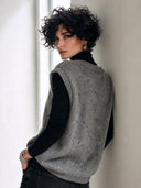 Women's Stylish And Warm Grey Sequin Knit Vest ZMZ1353J6SWL