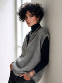 Women's Stylish And Warm Grey Sequin Knit Vest ZMZ1353J6SWL