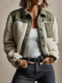 Women's Vintage Casual Quilted Cotton-Panel Jacket With Plush Collar And Single-Breasted Closure ZMZ1378J6ZJY
