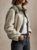 Women's Vintage Casual Quilted Cotton-Panel Jacket With Plush Collar And Single-Breasted Closure ZMZ1378J6ZJY