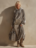 Women’s Vintage Casual Leopard-Print Paneled Velvet Long-Sleeve Hooded Maxi Dress ZMZ1306J7ZJY