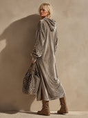 Women’s Vintage Casual Leopard-Print Paneled Velvet Long-Sleeve Hooded Maxi Dress ZMZ1306J7ZJY