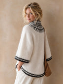 Women's Vintage-Style Casual Mohair Knit Pullover With Three-Quarter Sleeves ZMZ1342J1ZJY