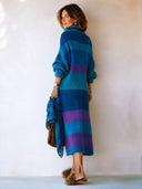 Women's Stylish Warm Color-Block Knitted Turtleneck Long-Sleeve Dress ZMZ1400J5SWL