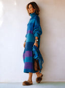 Women's Stylish Warm Color-Block Knitted Turtleneck Long-Sleeve Dress ZMZ1400J5SWL