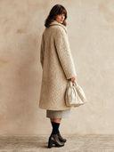 Women's Stylish And Warm Beige Faux Shearling Zip-Up Coat ZMZ1461J1SWL