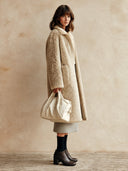 Women's Stylish And Warm Beige Faux Shearling Zip-Up Coat ZMZ1461J1SWL