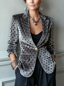 Women's Classic Velvet Polka-Dot Single-Button Blazer ZMZ1482J5SWL