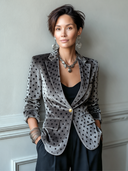 Women's Classic Velvet Polka-Dot Single-Button Blazer ZMZ1482J5SWL