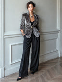 Women's Classic Velvet Polka-Dot Single-Button Blazer ZMZ1482J5SWL