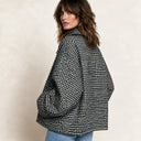 Women’s Casual, Loose-fit Black And White Checkered Tweed Jacket ZMZ1431J4XT