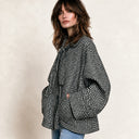 Women’s Casual, Loose-fit Black And White Checkered Tweed Jacket ZMZ1431J4XT