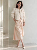 Women's Stylish And Warm Off-White Faux Mink Button-Front Jacket ZMZ1458J9SWL