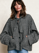 Women’s Casual, Loose-fit Black And White Checkered Tweed Jacket ZMZ1431J4XT