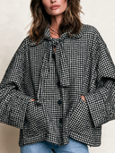 Women’s Casual, Loose-fit Black And White Checkered Tweed Jacket ZMZ1431J4XT