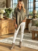Women’s Vintage-style Casual Faux-wool Knit High-neck Pullover Cape-style Top ZMZ1543J8ZJY