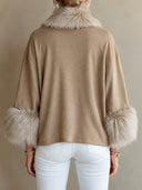 Women's Retro Casual Cotton Faux Fur Collar Three-Quarter Sleeve Loose Shawl Jacket ZMZ1514J7ZJY