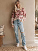 Women’s Vintage-Style Casual Long-Sleeve Knitted “Merry Christmas” Pullover Sweater ZMZ1593J7ZJY