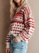 Women’s Vintage-Style Casual Long-Sleeve Knitted “Merry Christmas” Pullover Sweater ZMZ1593J7ZJY