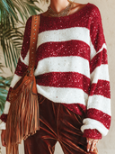 Women's Retro Casual Sequin Christmas Series Knitted Loose Pullover Long-Sleeve Sweater ZMZ1525J2ZJY
