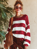 Women's Retro Casual Sequin Christmas Series Knitted Loose Pullover Long-Sleeve Sweater ZMZ1525J2ZJY