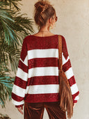 Women's Retro Casual Sequin Christmas Series Knitted Loose Pullover Long-Sleeve Sweater ZMZ1525J2ZJY
