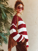 Women's Retro Casual Sequin Christmas Series Knitted Loose Pullover Long-Sleeve Sweater ZMZ1525J2ZJY