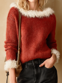 Women’s Vintage-Style Casual Long-Sleeve Knitted "Merry Christmas" Pullover Sweater ZMZ1578J0ZJY