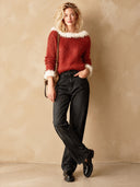 Women’s Vintage-Style Casual Long-Sleeve Knitted "Merry Christmas" Pullover Sweater ZMZ1578J0ZJY
