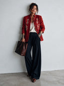 Women's Classic Wool Blend Floral Embroidery Stand Collar Button Jacket ZMZ1553J2SWL