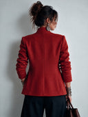 Women's Classic Wool Blend Floral Embroidery Stand Collar Button Jacket ZMZ1553J2SWL
