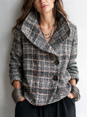 Women’s Classic Plaid Faux-Wool Double-Button Lapel Jacket ZMZ1550J5SWL