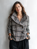 Women’s Classic Plaid Faux-Wool Double-Button Lapel Jacket ZMZ1550J5SWL