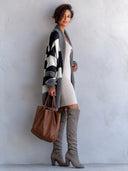 Women’s Fashionable Color-Block Open-Front Lapel Knit Cardigan ZMZ1572J5SWL