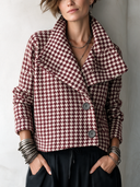 Women’s Classic Houndstooth Two-Button Lapel Jacket ZMZ1598J1SWL