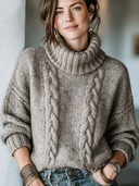 Women’s Classic Warm Jacquard Turtleneck Pullover Sweater ZMZ1512J7SWL