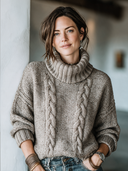 Women’s Classic Warm Jacquard Turtleneck Pullover Sweater ZMZ1512J7SWL