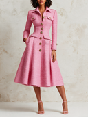 Women’s French-Elegant Pink Tweed Midi Dress ZMZ1531J4XT