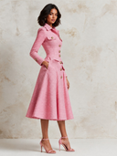Women’s French-Elegant Pink Tweed Midi Dress ZMZ1531J4XT