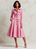 Women’s French-Elegant Pink Tweed Midi Dress ZMZ1531J4XT